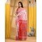  Traditional Bengali Begampuri Handloom Cotton Saree With Blouse Piece(Red White)