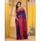  Traditional Bengali Begampuri  Handloom Cotton Saree With Blouse Piece(Blue Pink)