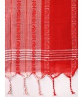  Traditional Bengali Begampuri Handloom Cotton Saree With Blouse Piece(Red White)