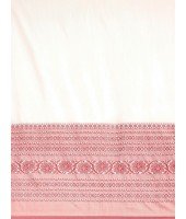  Flower Design Bengamuri Pure Handloom Cotton Saree With Blouse Piece (Red White)