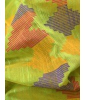 Handloom Cotton Blend Saree Floral Leaf Design With Blouse Piece (Green)