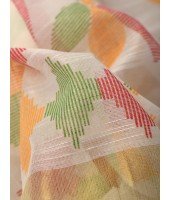 Handloom Cotton Blend Saree Floral Leaf Design With Blouse Piece (White)