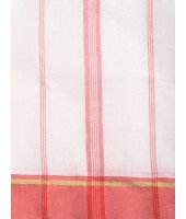  Bengal Tant Aradhana Pure Handloom Cotton Saree Without Blouse Piece (White Red)