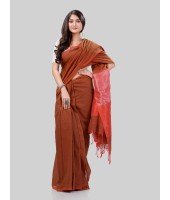 DESH BIDESH Women`s Cotton Blend Handloom 2D Organza Saree Without Blouse Piece(Maroon)