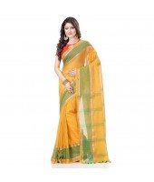 dB DESH BIDESH Women's Khadi Cotton Saree With Blouse Piece (DB060121JH _Yellow, Green & Red)