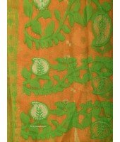 Resham Dhakai Jamdani Cotton Handloom Saree Aam Kolka Design Jamdani Saree (Orange Green)