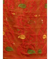  Resham Dhakai Jamdani Cotton Handloom Saree Aam Kolka Design Jamdani Saree(Yellow Red)