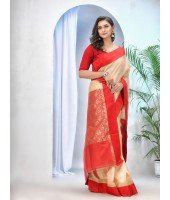 Tant Cotton Saree With Blouse Piece (DBSAREE131218WOBGCL7_Off-white And Red)