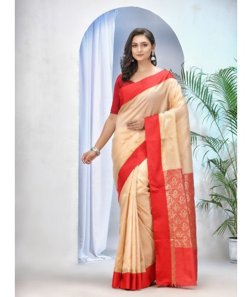 Tant Cotton Saree With Blouse Piece (DBSAREE131218WOBGCL7_Off-white And Red)