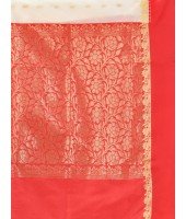 Bengal Art Garad Silk Saree Handmade Kalka with WholeBody Design Saree (Red White)