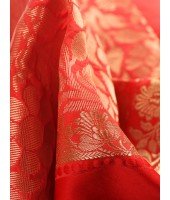 Bengal Art Garad Silk Saree Handmade Kalka with WholeBody Design Saree (Red White)