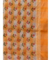  Banphul Print Design Pure Handloom Cotton Saree Without Blouse Piece (Yellow)