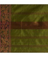 DESH BIDESH Women`s Cotton Handloom Cotton Silk Saree Gulab Work With Blouse Piece(Dark Green)