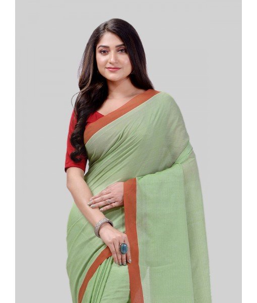 DESH BIDESH Women`s Handloom Pure Cotton Saree Abhiprithi Royal Design Without Blouse Piece(Green)