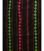 Bengali Khesh Pure Cotton Handloom Saree Diamond Designed With Blouse Piece(Black)