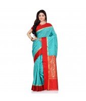 dB DESH BIDESH Women`s Bengal Kanchipuram Art Silk Saree Handmade Whole Body Garad Design With Running Blouse Firoza