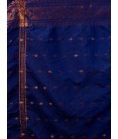 Bengal Cotton Silk Pure Handloom Cotton Saree Kohinoor Work With Blouse Piece (Blue)