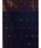  Bengal Cotton Silk Pure Handloom Cotton Saree Kohinoor Work With Blouse Piece (Dark blue)