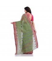 Women`s Traditional Pure Handloom Cotton Saree MinaKarat Woven Designer Without Blouse Piece(Green & Red)