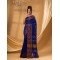  Cotton Handloom Cotton Silk Saree Gulab Work With Blouse Piece (Deep Blue)