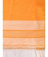 Bengali Handloom Tant Pure Cotton Saree Temple Par Desigined With Blouse Piece (Yellow White)