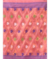 Resham Dhakai Jamdani Cotton Handloom Saree Kohinoor Design Jamdani Saree(Pink)