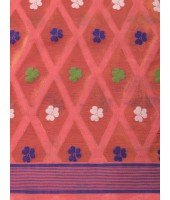 Resham Dhakai Jamdani Cotton Handloom Saree Kohinoor Design Jamdani Saree(Pink)