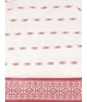 Tant Woven Lal Paar Sada Design Pure Handloom Cotton Saree Without Blouse Piece (Red White)