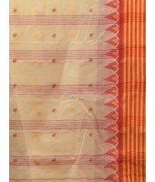  Handloom Cotton Saree Mina Pyramid Woven Designer Without Blouse Piece (Cream)