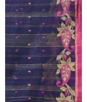  Handloom Cotton Saree Padmakshi Woven Designer Without Blouse Piece (Blue)