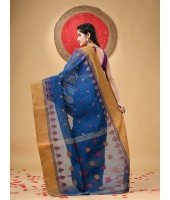 Traditional Pure Handloom Cotton Saree Padmo Woven Design Without Blouse Piece(Blue)