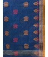 Traditional Pure Handloom Cotton Saree Padmo Woven Design Without Blouse Piece(Blue)