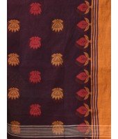 Traditional Pure Handloom Cotton Saree Padmo Woven Design Without Blouse Piece (Brown)