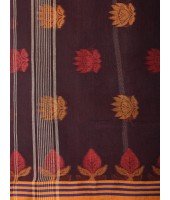 Traditional Pure Handloom Cotton Saree Padmo Woven Design Without Blouse Piece (Brown)