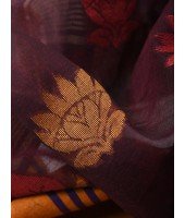 Traditional Pure Handloom Cotton Saree Padmo Woven Design Without Blouse Piece (Brown)