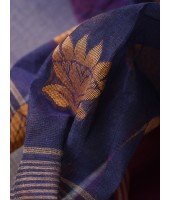 Traditional Pure Handloom Cotton Saree Padmo Woven Design Without Blouse Piece(Deep Blue)