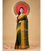 Traditional Pure Handloom Cotton Saree Padmo Woven Design Without Blouse Piece(Green)