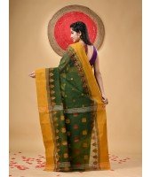 Traditional Pure Handloom Cotton Saree Padmo Woven Design Without Blouse Piece(Green)