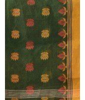 Traditional Pure Handloom Cotton Saree Padmo Woven Design Without Blouse Piece(Green)