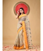 Traditional Pure Handloom Cotton Saree Padmo Woven Design Without Blouse Piece (Peach)