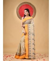 Traditional Pure Handloom Cotton Saree Padmo Woven Design Without Blouse Piece (Peach)