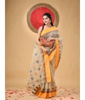 Traditional Pure Handloom Cotton Saree Padmo Woven Design Without Blouse Piece (Peach)