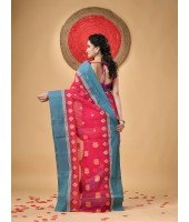 Traditional Pure Handloom Cotton Saree Padmo Woven Design Without Blouse Piece (Red)