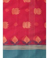 Traditional Pure Handloom Cotton Saree Padmo Woven Design Without Blouse Piece (Red)