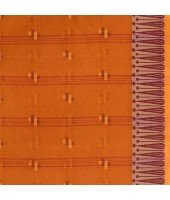 Women`s Traditional Pure Cotton Handloom Saree Woven Tilak Designer Without Blouse Piece (Burnt Clay Orange)