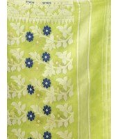 Rangabati Resham Dhakai Jamdani Bengal Pure Cotton Handloom Saree without Blouse Piece (Green)