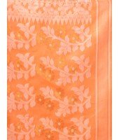 Rangabati Resham Dhakai Jamdani Bengal Pure Cotton Handloom Saree without Blouse Piece (Light Orange)