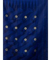 mTraditional Tamarind Leaf Resham Dhakai Jamdani Pure Cotton Handloom Saree without Blouse Piece (deep Blue)