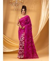  Tamarind Leaf Resham Dhakai Jamdani Pure Cotton Handloom Saree Whole Body Design without Blouse Piece(Jam)