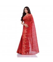 Women`s Traditional Pure Handloom Cotton Saree MinaKarat Woven Designer Without Blouse Piece (Red)